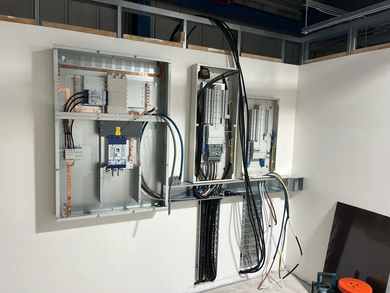 New distribution boards and switchgear during installation